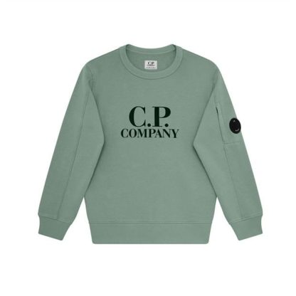 CP COMPANY Logo Crew Sweater Kids Crew Sweaters Sage Grn 30745 for sale