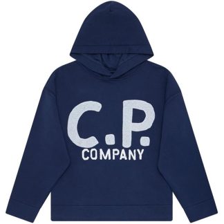 CP COMPANY Logo Hoodie Juniors Kids Black 60100  for sale