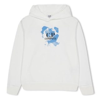 CP COMPANY Logo-Print Cotton Hoodie Boys Kids OTH Hoodies Gze Wht 10135 for sale