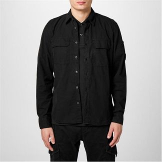 CP COMPANY Long Sleeve Overshirt Men Overshirts Black 999 for sale