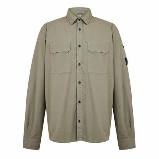 CP COMPANY Long Sleeve Overshirt Men Overshirts Silver Sage 335 for sale