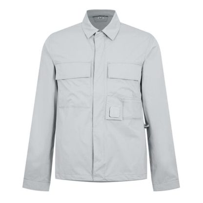 CP COMPANY METROPOLIS Gabardine Zipped Overshirt Men Overshirts Harbor Mist 805 for sale