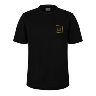 CP COMPANY METROPOLIS Logo Graphic T-Shirt Men Regular Fit T-Shirts Black 999 for sale