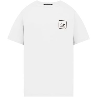 CP COMPANY METROPOLIS Logo Graphic T-Shirt Men Regular Fit T-Shirts White 101 for sale