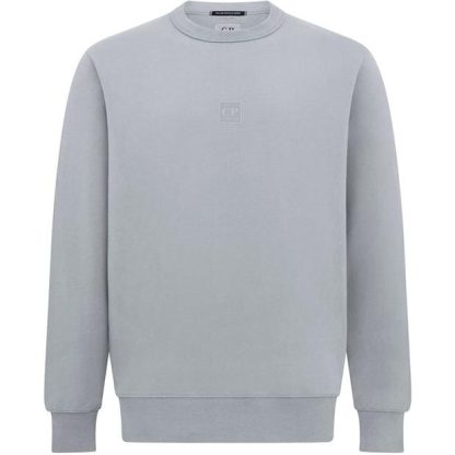 CP COMPANY METROPOLIS Logo Sweatshirt Men Crew Sweaters Drizzle 913 for sale