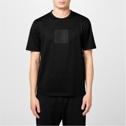 CP COMPANY METROPOLIS Logo T-Shirt Men Regular Fit T-Shirts Black 999 for sale