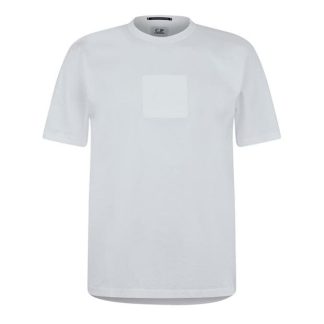 CP COMPANY METROPOLIS Logo T-Shirt Men Regular Fit T-Shirts White 101 for sale