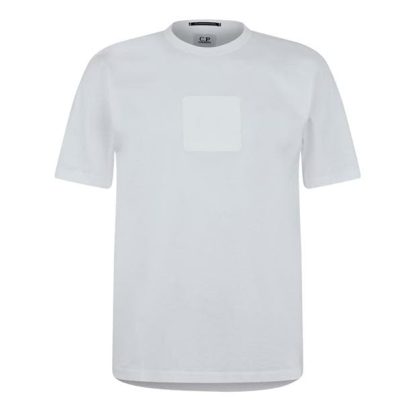 CP COMPANY METROPOLIS Logo T-Shirt Men Regular Fit T-Shirts White 101 for sale