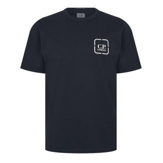 CP COMPANY METROPOLIS Mercerised Logo T Shirt Men Regular Fit T-Shirts Total Eclip 888 for sale