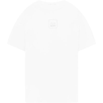 CP COMPANY METROPOLIS Mercerised Logo T Shirt Men Regular Fit T-Shirts White 101 for sale