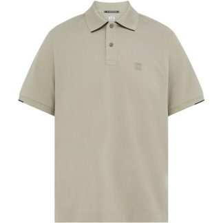 CP COMPANY METROPOLIS Rib Stretch Tipped Polo Shirt Men Short Sleeve Polos Silver Sage 335 for sale