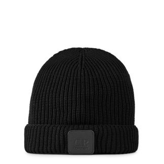 CP COMPANY METROPOLIS Ribbed Beanie Unisex Beanies Black 999 for sale