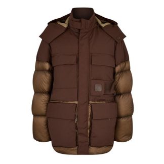 CP COMPANY Metropolis Dynatec Mixed Padded Parka Jacket Men Partr Brown 352  for sale