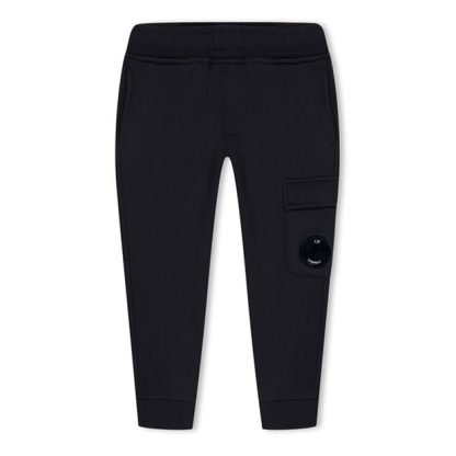 CP COMPANY Mid Weight Fleece Lens Joggers Junior Kids Closed Hem Fleece Jogging Bottoms Black 60100 for sale