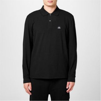 CP COMPANY Polo Shirt Men Long Sleeve Polos Black 999 for sale