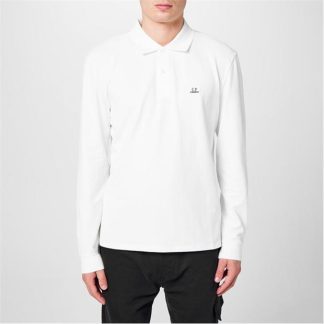 CP COMPANY Polo Shirt Men Long Sleeve Polos Gauze White 103 for sale