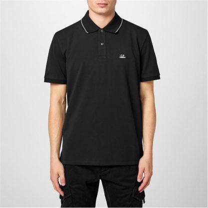 CP COMPANY Polo Shirt Men Short Sleeve Polos Black 999 for sale