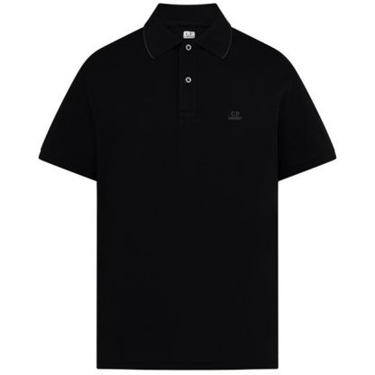 CP COMPANY Polo Shirt Men Short Sleeve Polos Black Sand 995 for sale