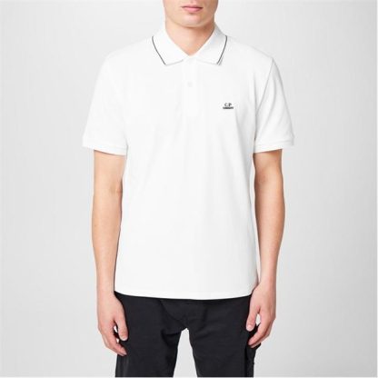 CP COMPANY Polo Shirt Men Short Sleeve Polos Gauze White 103 for sale