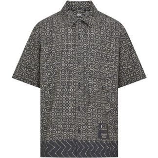 CP COMPANY Popeline Baja Print Shirt Men Black 999  for sale