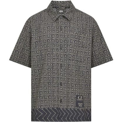 CP COMPANY Popeline Baja Print Shirt Men Black 999  for sale