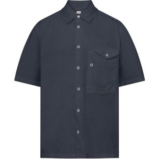 CP COMPANY Short Sleeve Poplin Shirt Men Plain Shirt - Short Sleeve Total Eclip 888 for sale