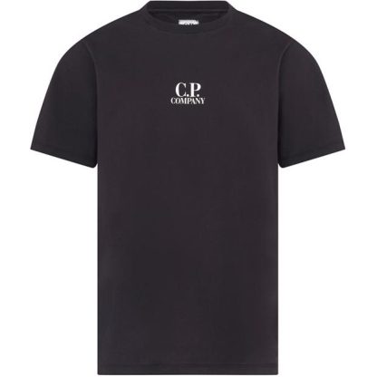 CP COMPANY Short Sleeve T-Shirt Men Regular Fit T-Shirts Black 999 for sale