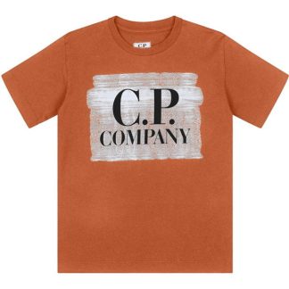 CP COMPANY Tyre Logo T-Shirt Boys Kids Regular Fit T-Shirts Flme Red 50892 for sale