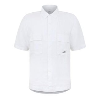 CP Company CP SS Shirt Sn43 Men Plain Shirt - Short Sleeve Gauze White 103 for sale