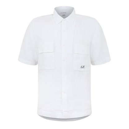 CP Company CP SS Shirt Sn43 Men Plain Shirt - Short Sleeve Gauze White 103 for sale