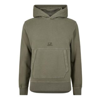 CP Company Embroidered Logo Hooded Sweatshirt Men Crew Sweaters Silver Sage 335 for sale