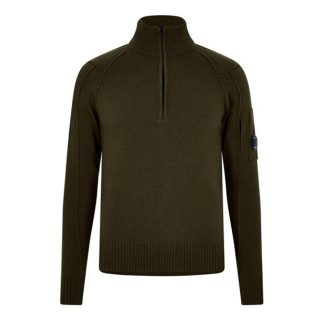 CP Company Lambswool Quarter Zipped Knit Sweatshirt Men Jumpers Ivy Green 683 for sale