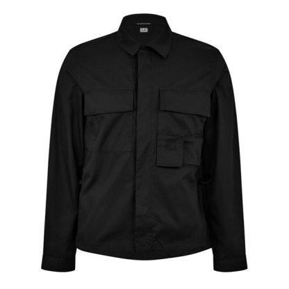 CP Company Metropolis Gabardine Pocket Shirt Men Plain Shirt - Long Sleeve Black 999 for sale