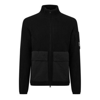 CP Company Mixed Knit Jumper Men Cardigans Black 999 for sale