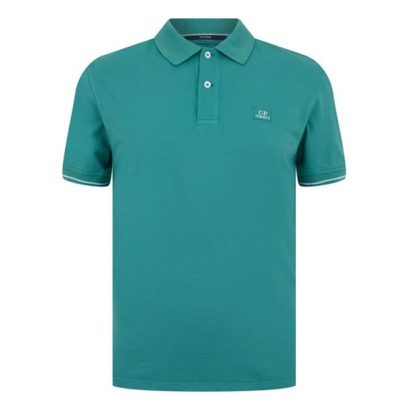 CP Company Piquet Polo Shirt Men Short Sleeve Polos Frst Spruce 673 for sale