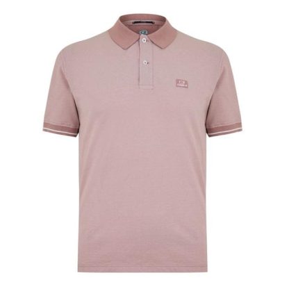 CP Company Piquet Polo Shirt Men Short Sleeve Polos Pale Mauve 509 for sale