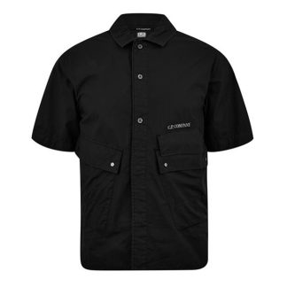 CP Company Short Sleeve Shirt Men Plain Shirt - Short Sleeve Black 999 for sale