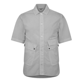 CP Company Short Sleeve Shirt Men Plain Shirt - Short Sleeve Drizzle Gry 913 for sale