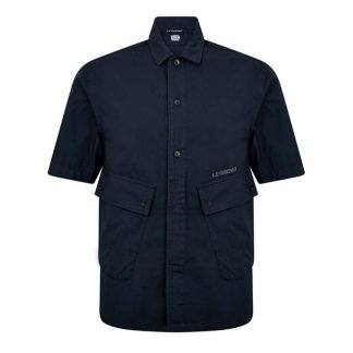 CP Company Short Sleeve Shirt Men Plain Shirt - Short Sleeve Ttl Eclipse 888 for sale