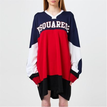 DSQUARED2 Baseball Sweat Dress Women Red/Black  for sale