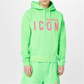 DSQUARED2 Be Icon Cool Cotton Hoodie Men OTH Hoodies Green/Pink for sale