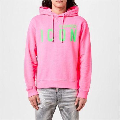 DSQUARED2 Be Icon Cool Cotton Hoodie Men OTH Hoodies Pink/Green for sale