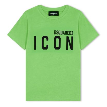 DSQUARED2 Be Icon Cool T-Shirt Juniors Kids Regular Fit T-Shirts Green DQ511 for sale