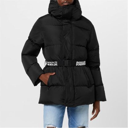 DSQUARED2 Belted Puffer Jacket Women Black  for sale