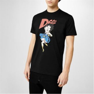 DSQUARED2 Boop Graphic T-Shirt Men Regular Fit T-Shirts Black for sale