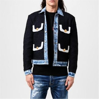 DSQUARED2 Boucl¿ Jean Jacket Unisex Navy Blue  for sale