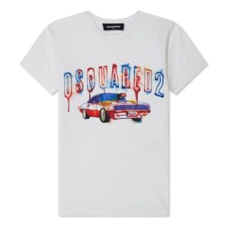 DSQUARED2 Boy'S Car Logo T Shirt Kids White Dq100  for sale