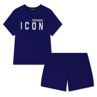 DSQUARED2 Boys Icon Logo Pyjama Set Kids Short Sleeve Pyjama Sets Blue DQ865 for sale