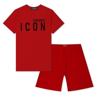 DSQUARED2 Boys Icon Logo Pyjama Set Kids Short Sleeve Pyjama Sets Red DQ405 for sale