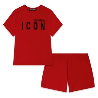 DSQUARED2 Boys Icon Logo Pyjama Set Kids Short Sleeve Pyjama Sets Red DQ405 for sale